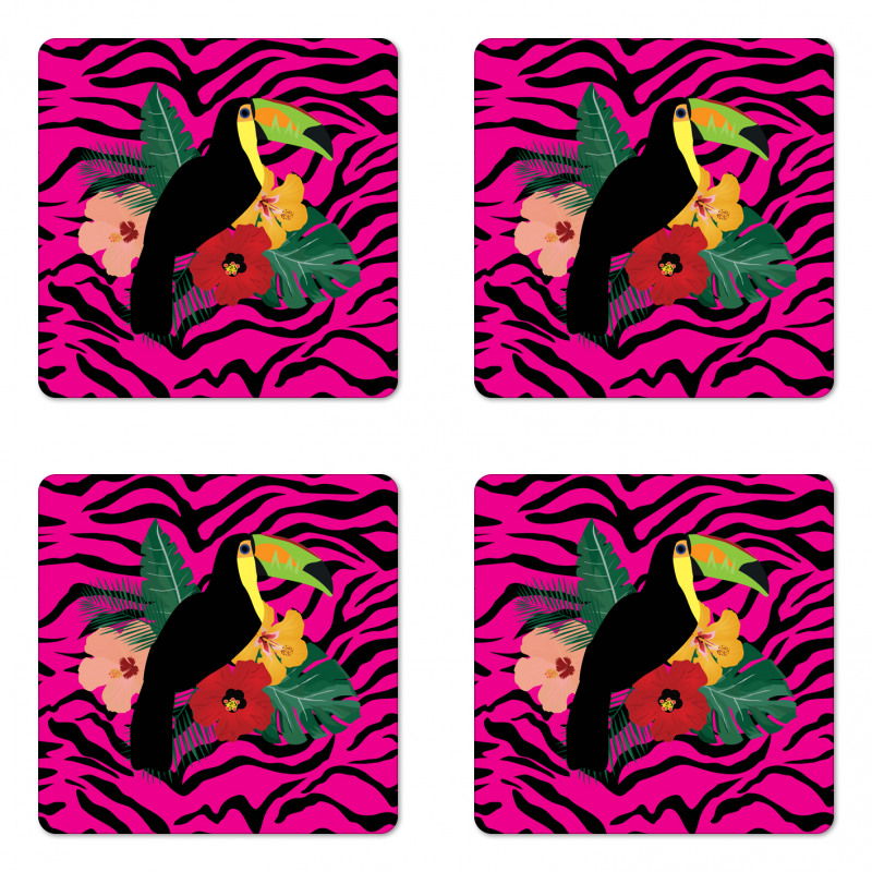 Toucan Bird Plants Coaster Set Of Four