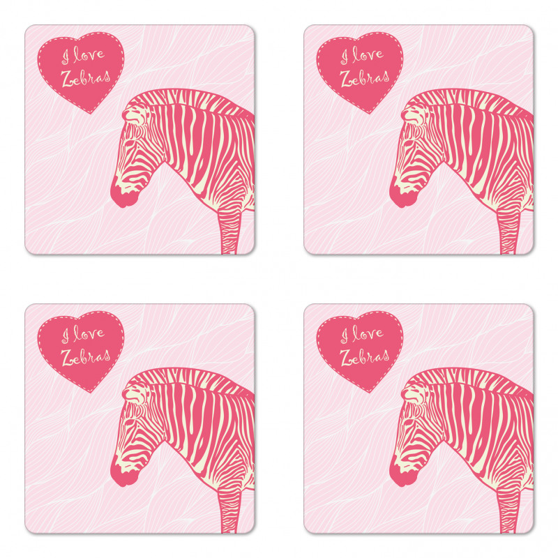 I Love Zebras Words Coaster Set Of Four