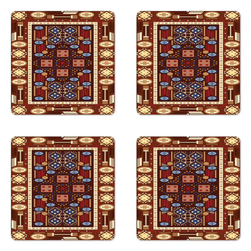 Oriental Rhombus Design Coaster Set Of Four