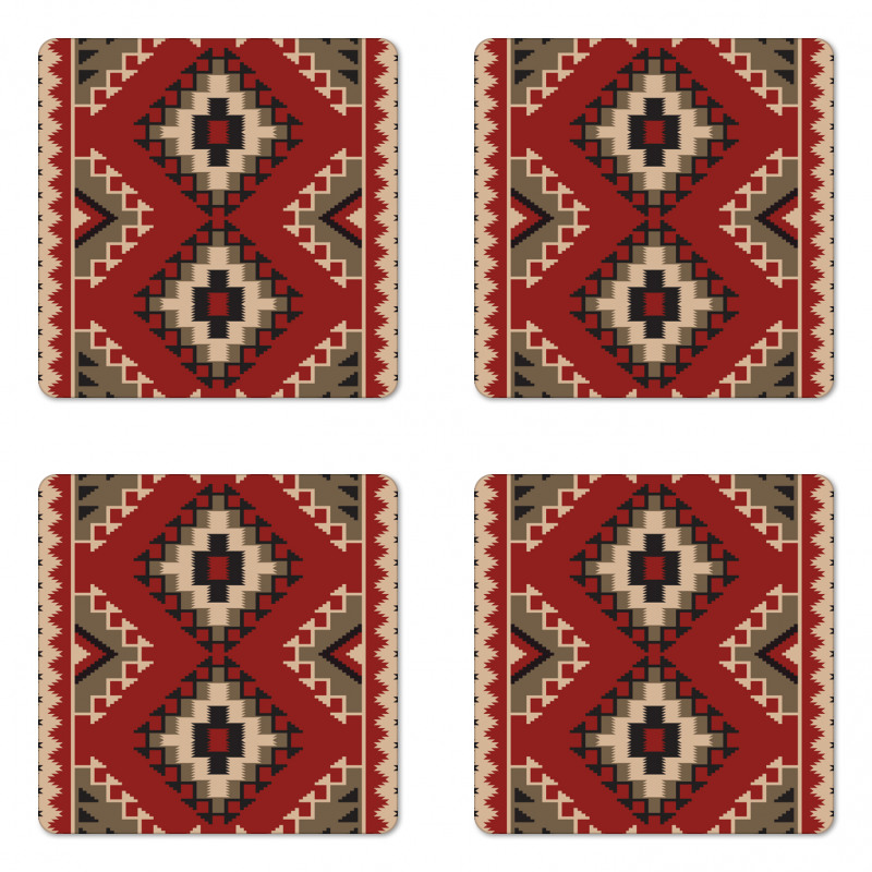 Afghan Style Motifs Coaster Set Of Four