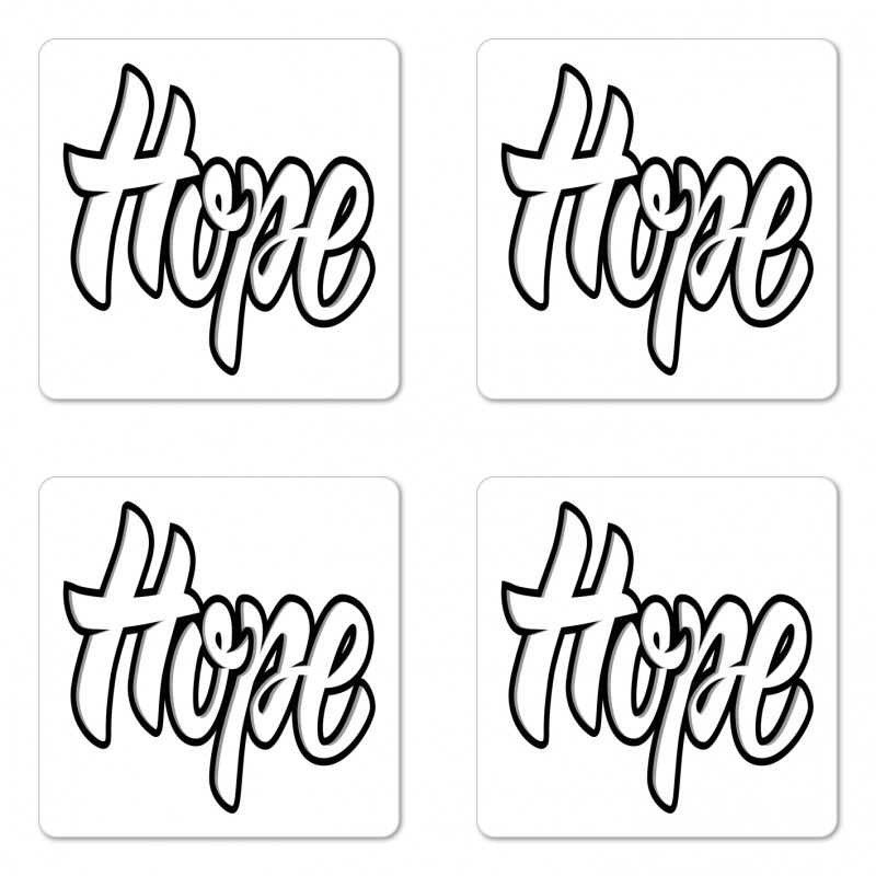 Hand Drawn Uplifting Words Coaster Set Of Four