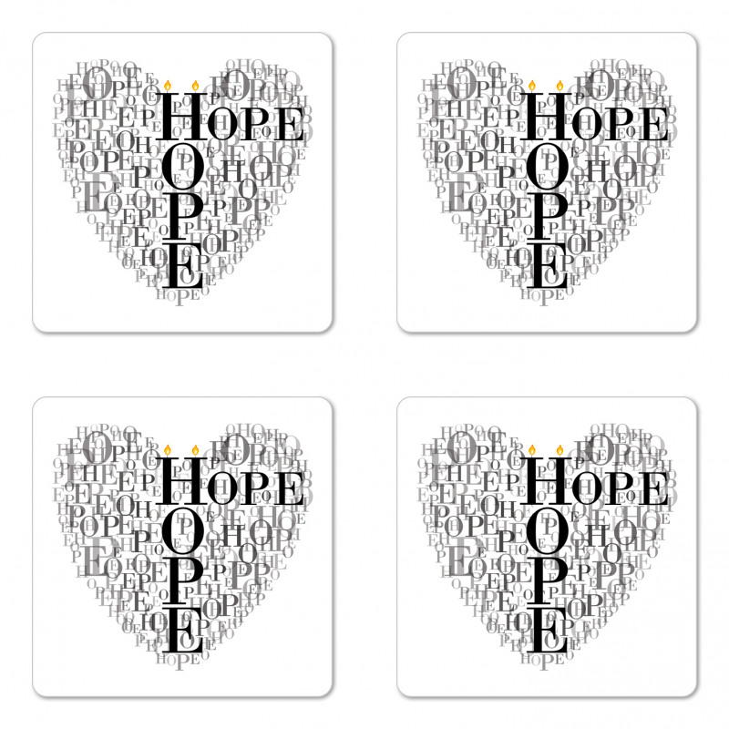 Heart Shaped Hope Word Coaster Set Of Four