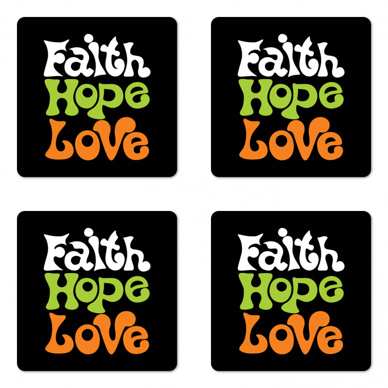 Vintage Faith Love Words Coaster Set Of Four