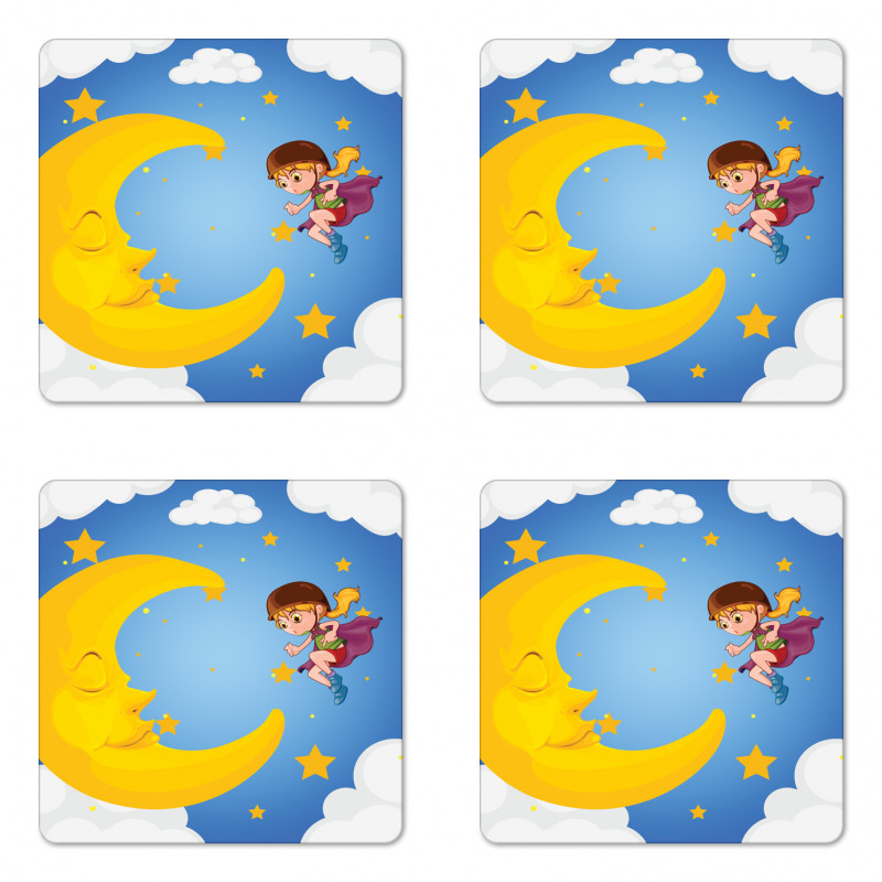 Cartoon Girl Flying Coaster Set Of Four