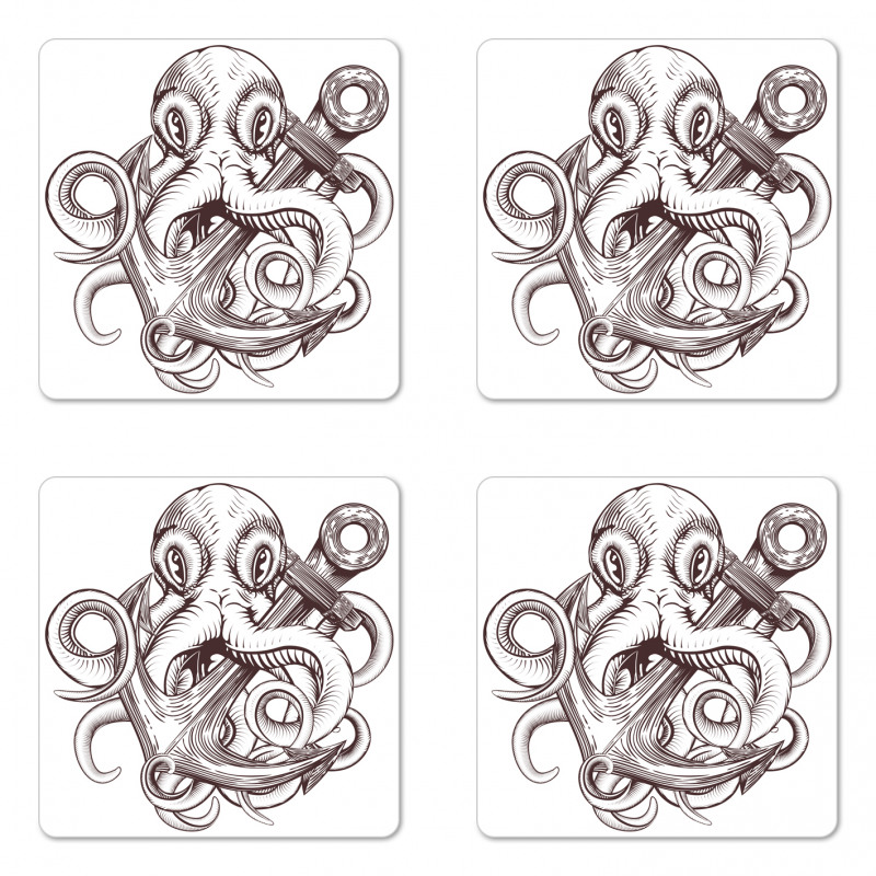 Octopus Tattoo Design Coaster Set Of Four