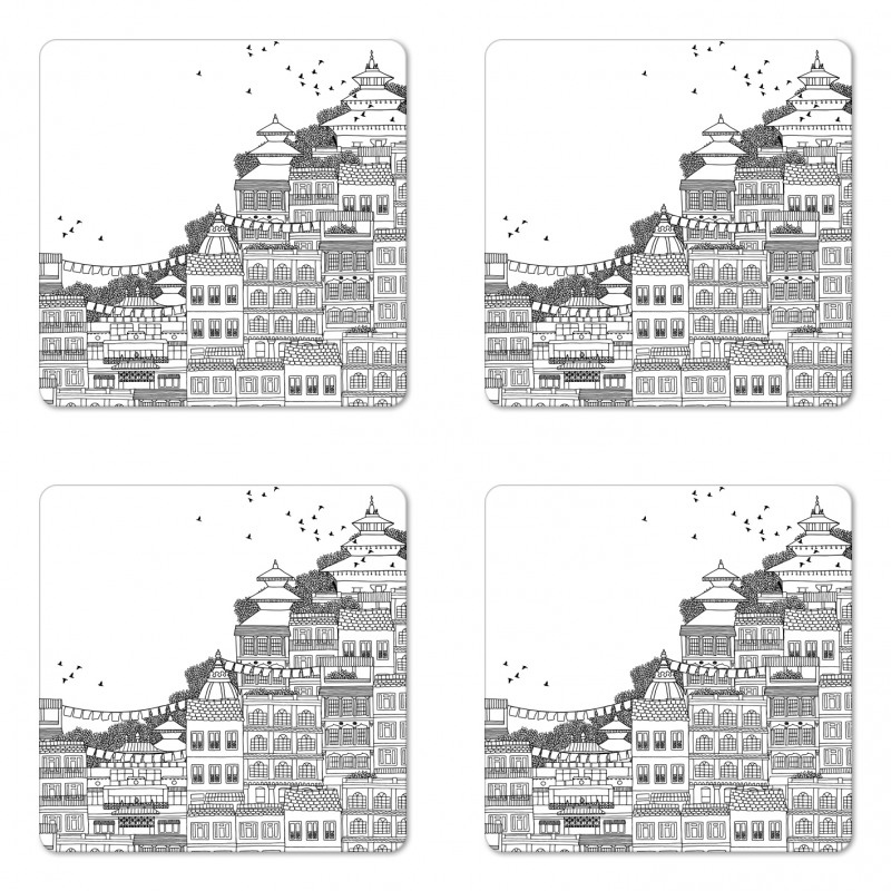 Doodle Style Kathmandu Coaster Set Of Four