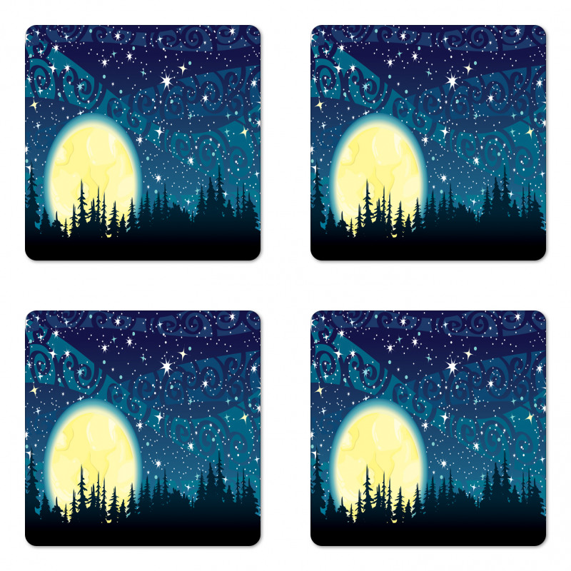 Moon over Forest Coaster Set Of Four