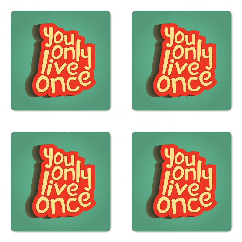 Retro Inspirational Words Coaster Set Of Four