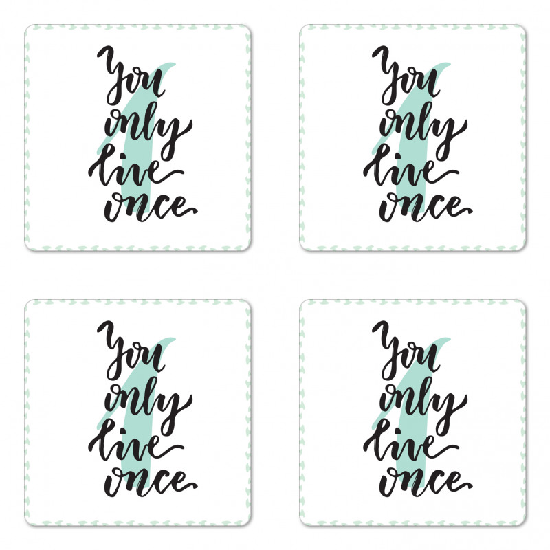 Hand Lettering Calligraphy Coaster Set Of Four