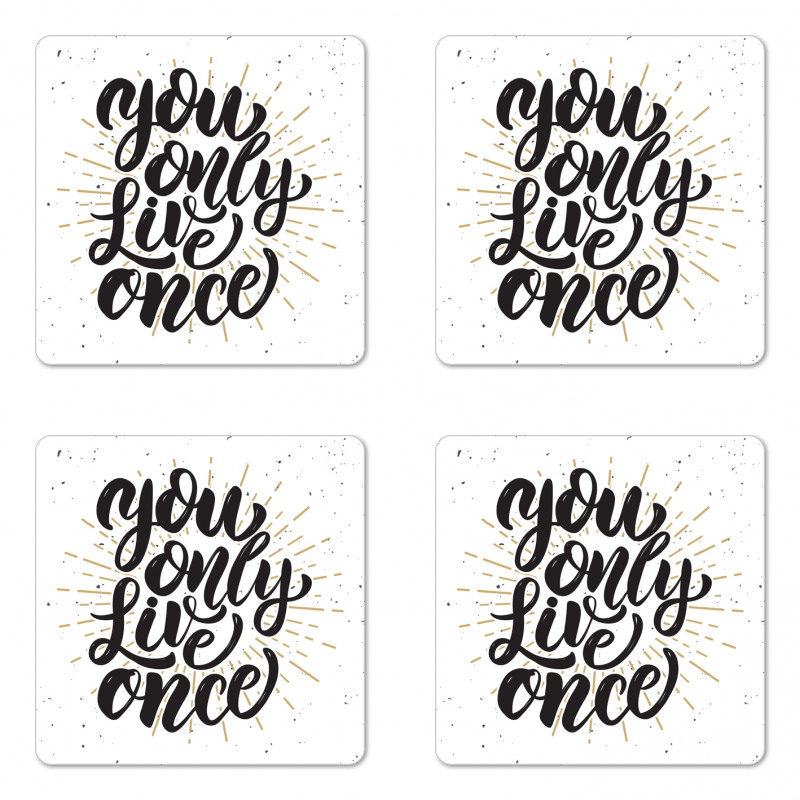 Hand Drawn Popular Words Coaster Set Of Four