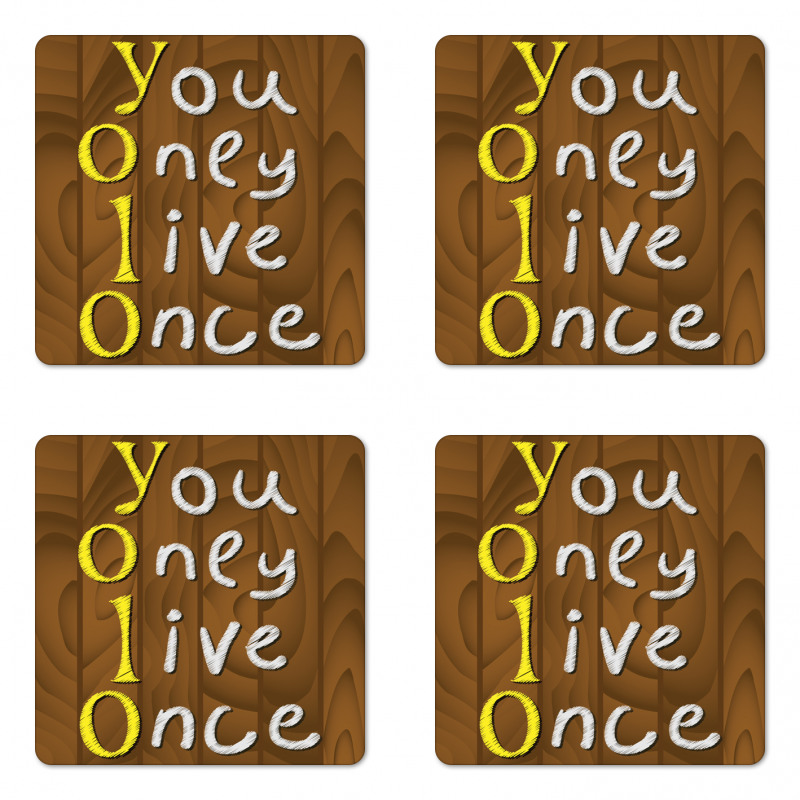 Wooden Rustic Board Words Coaster Set Of Four