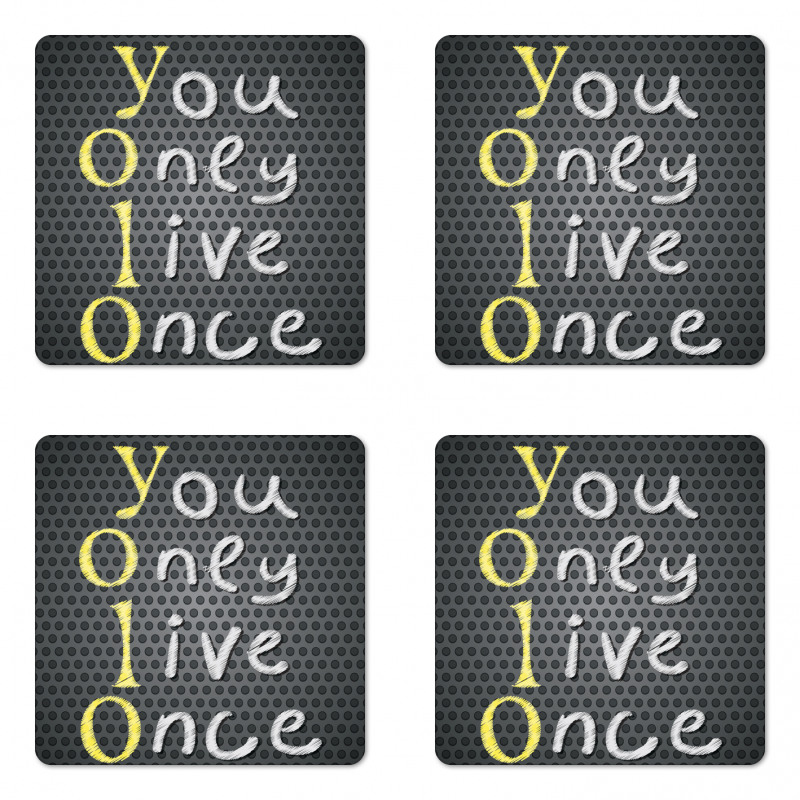 Modern Freedom Slogan Coaster Set Of Four