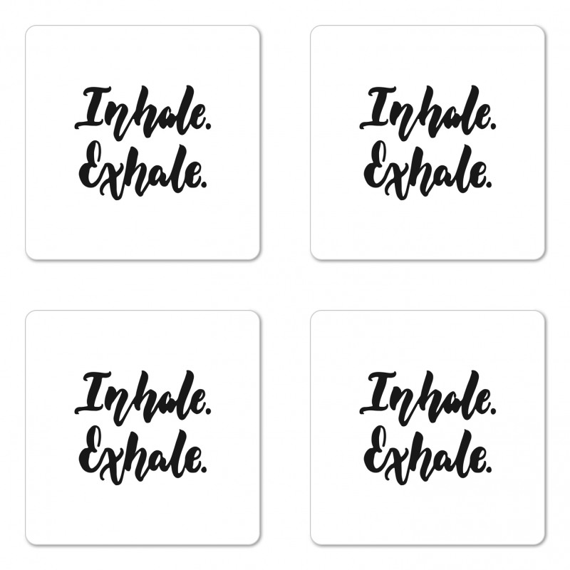 Brush Ink Words Coaster Set Of Four