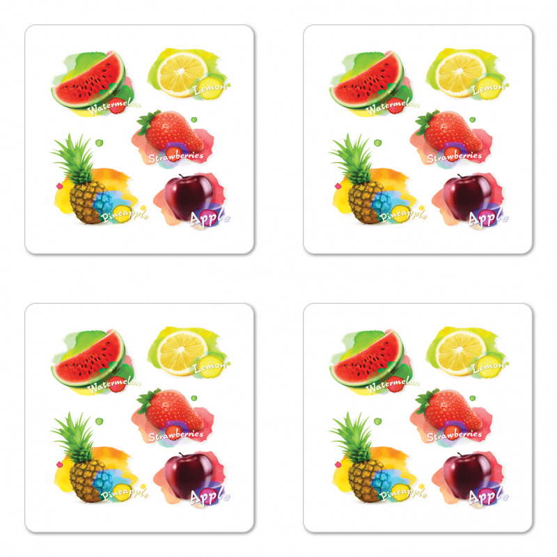 Colorful Summer Food Coaster Set Of Four