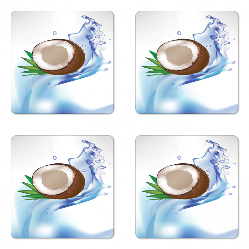 Broken Coconut and Leaves Coaster Set Of Four