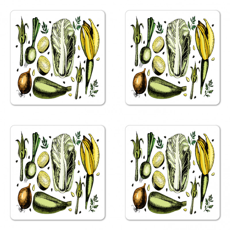 Vegan Diet Theme Coaster Set Of Four