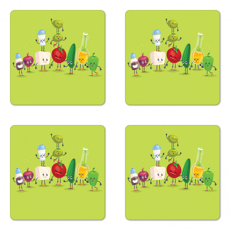 Greek Salad Funny Coaster Set Of Four