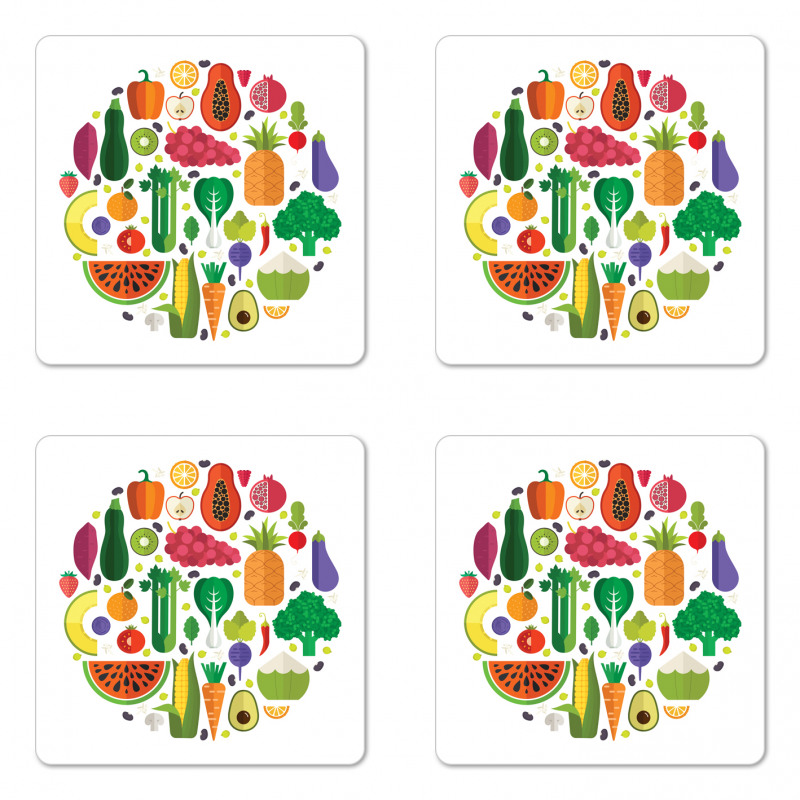 Yummy Food Circle Coaster Set Of Four