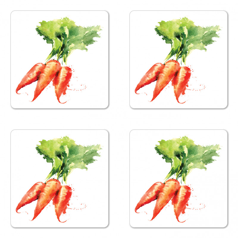 Watercolor Carrot Coaster Set Of Four