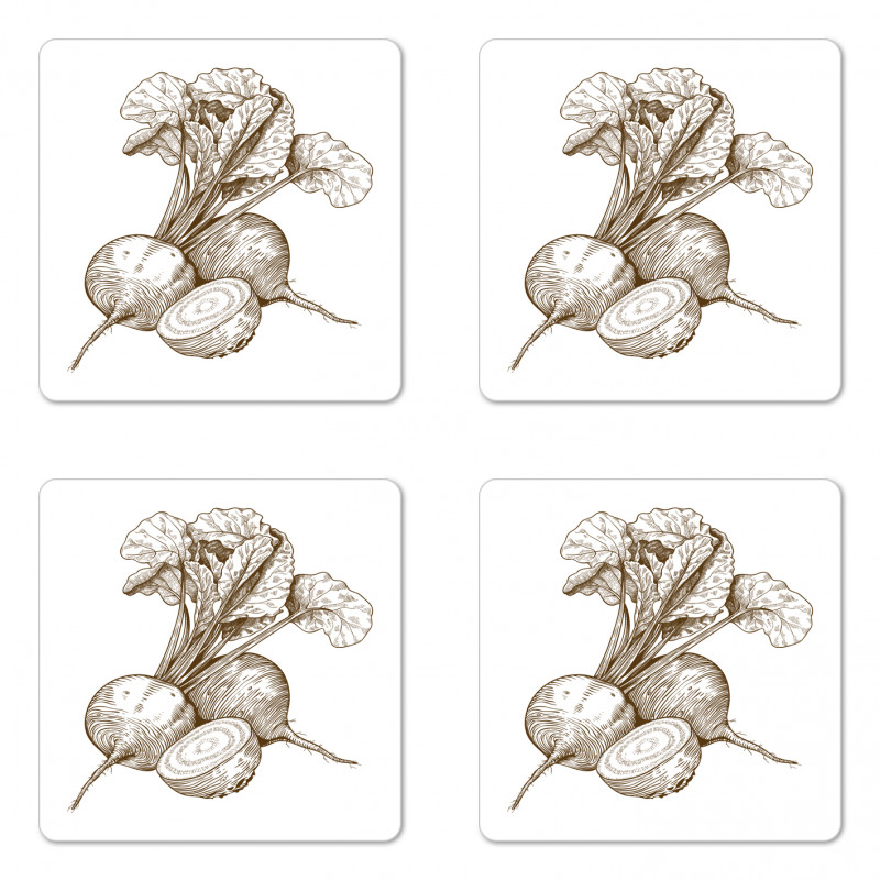 Vintage Beet Coaster Set Of Four