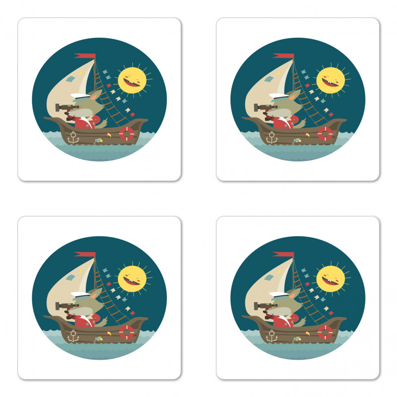 Wolf Captain Boat Coaster Set Of Four