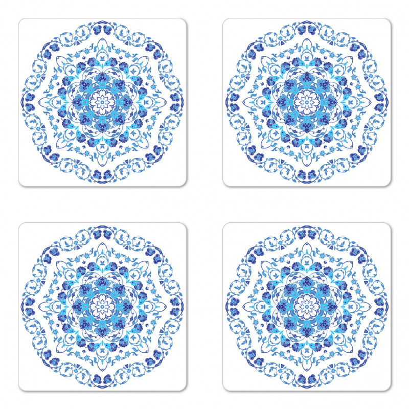 Rich Floral Ornamental Coaster Set Of Four