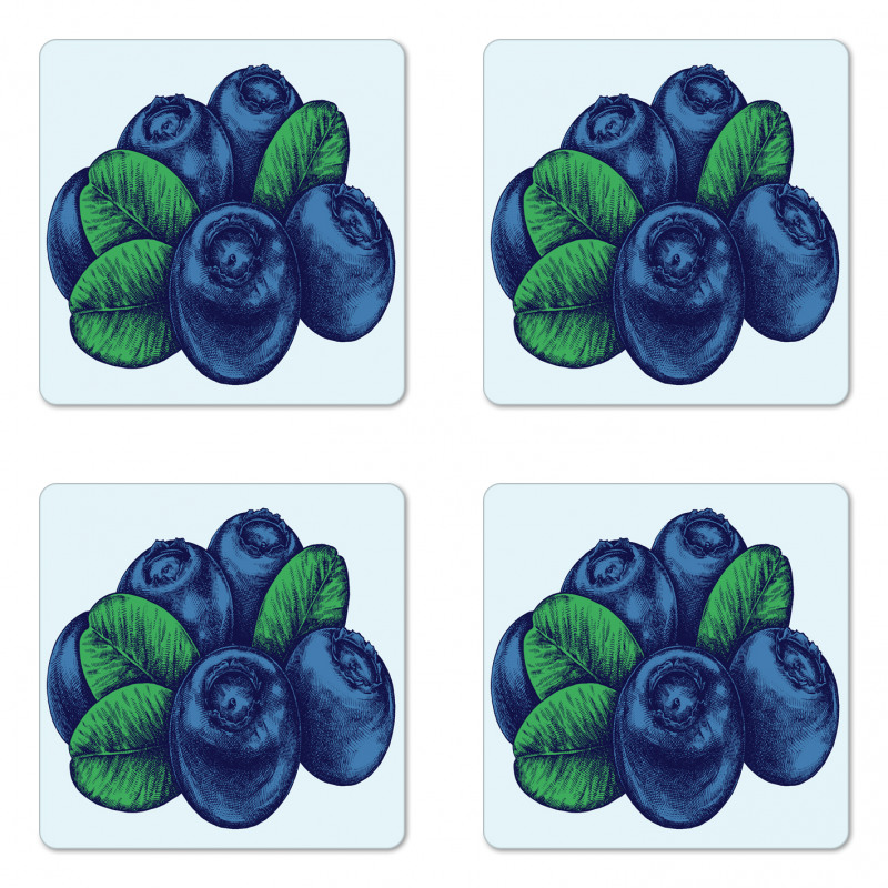 Vintage Blueberry Coaster Set Of Four