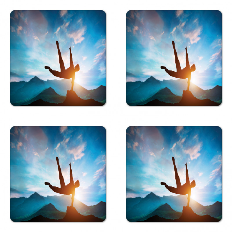 Man Jumping over Rocks Coaster Set Of Four