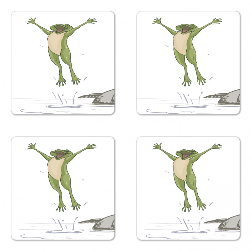 Happy Jumping Toad Humor Coaster Set Of Four