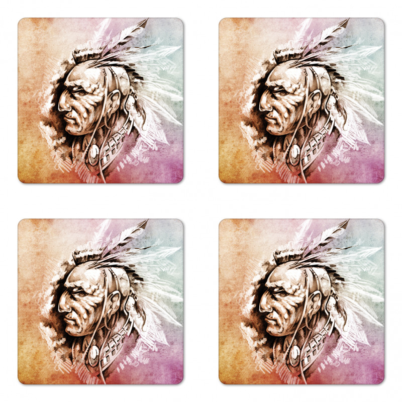 American Native Sketch Coaster Set Of Four