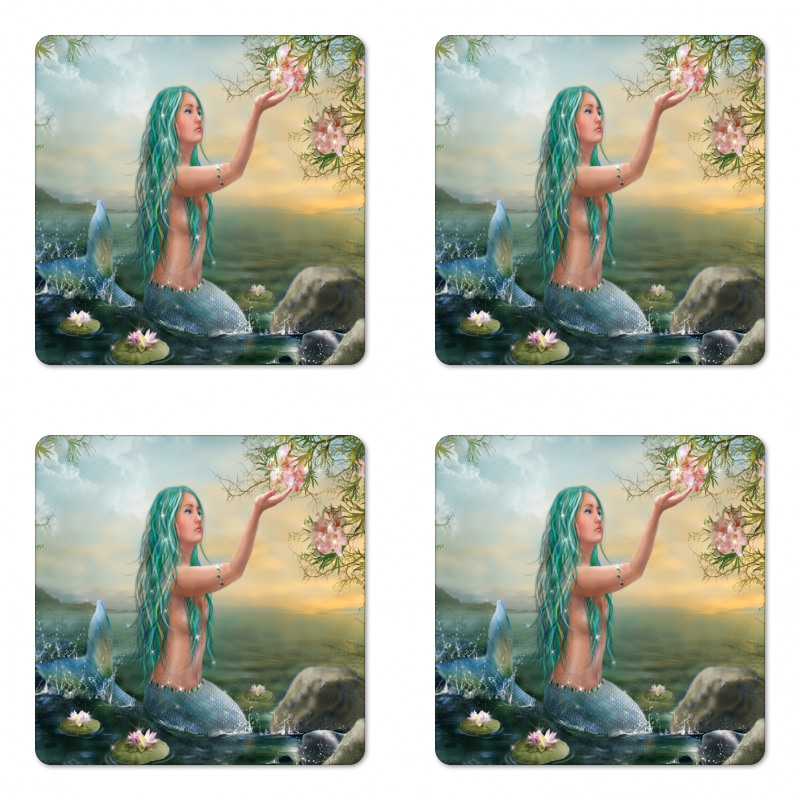 Mermaid and Magnolias Coaster Set Of Four