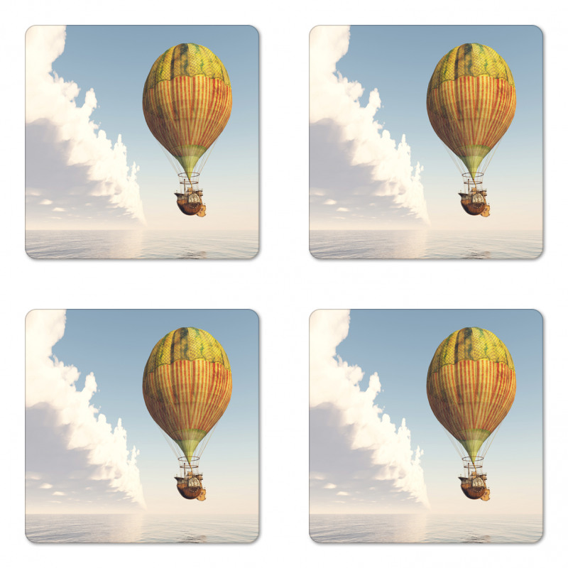 Striped Hot Air Balloon Coaster Set Of Four