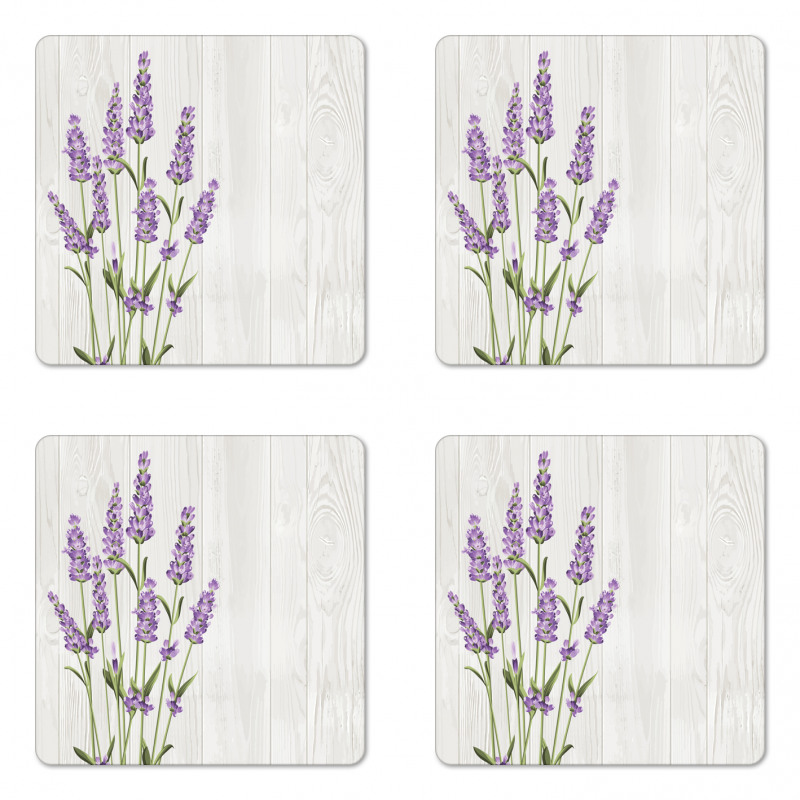 Herbal Bouquet on Wood Coaster Set Of Four