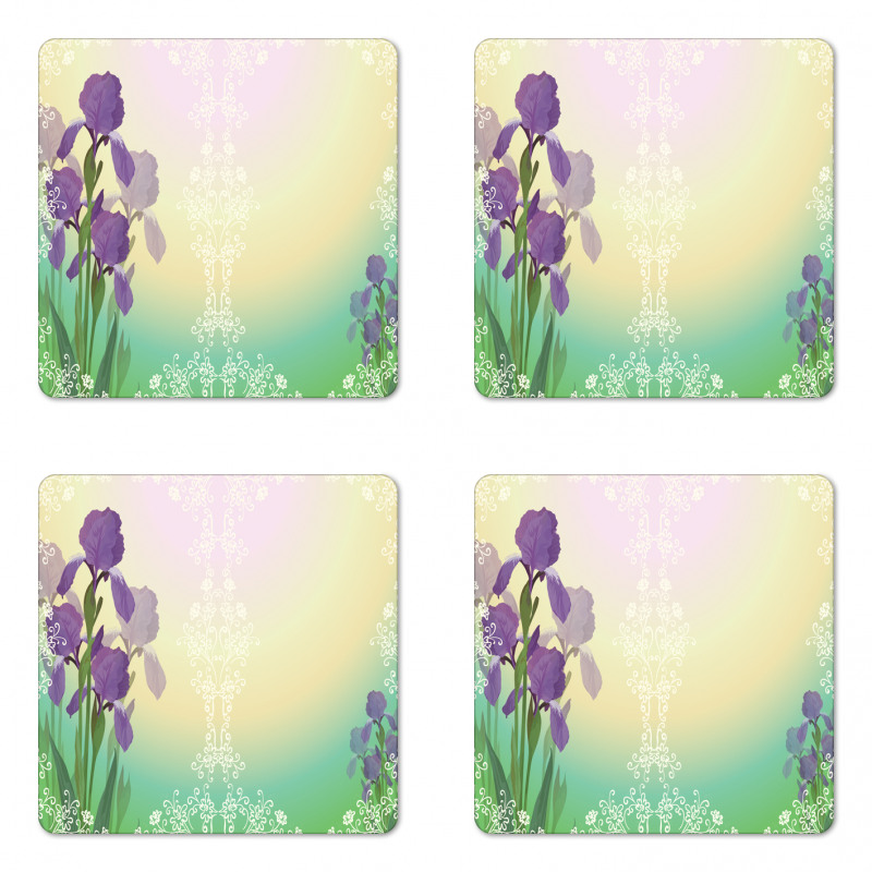 Blossoming Iris Bridal Coaster Set Of Four