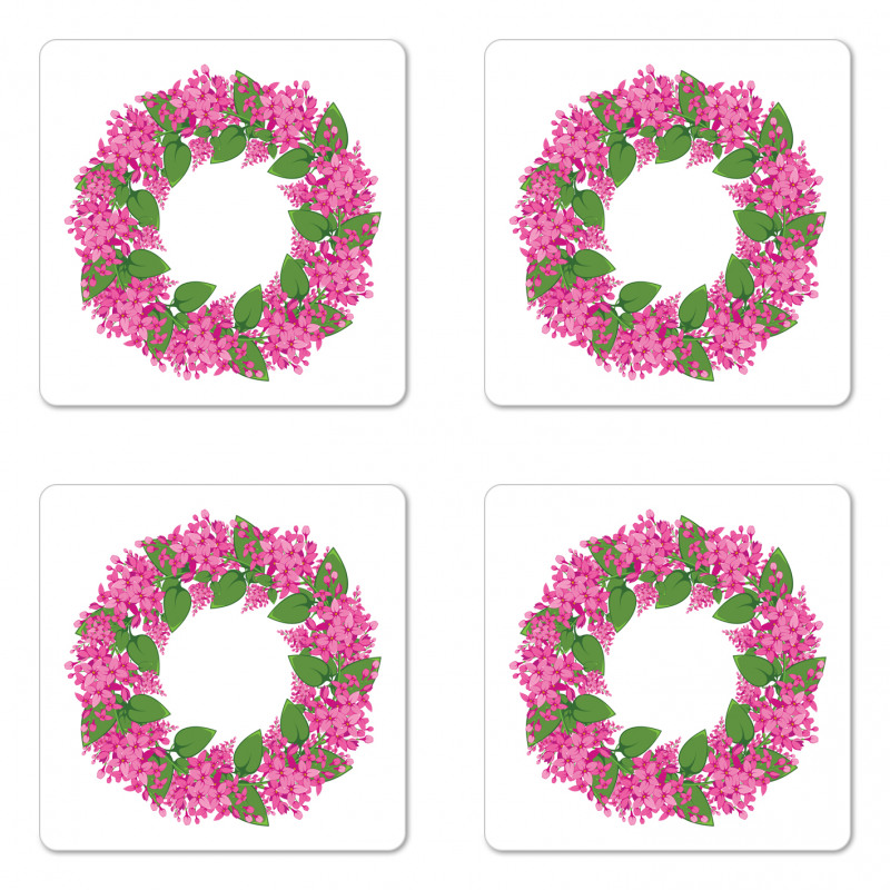 Pink Blossoms Wreath Coaster Set Of Four