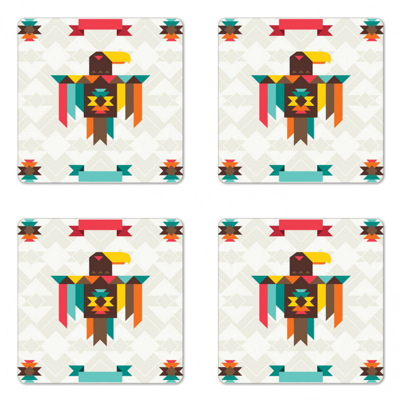 Folk Totem Eagle Coaster Set Of Four