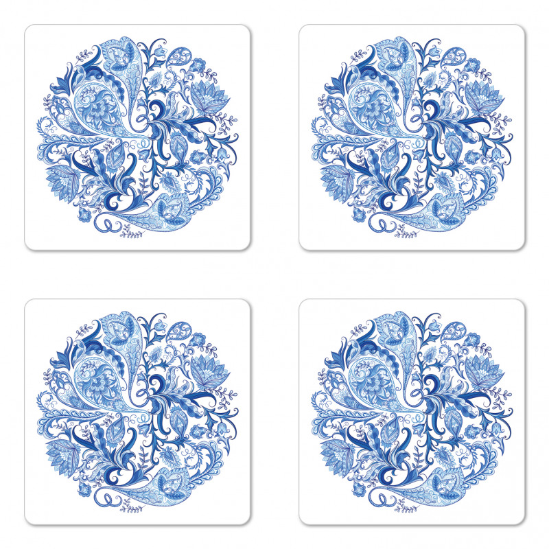 Paisley Circle in Blue Coaster Set Of Four