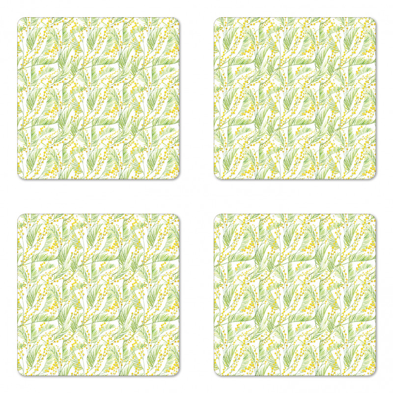 Watercolor Mimosa Coaster Set Of Four