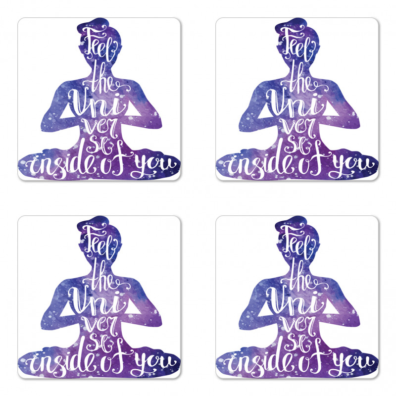 Female Silhouette Words Coaster Set Of Four