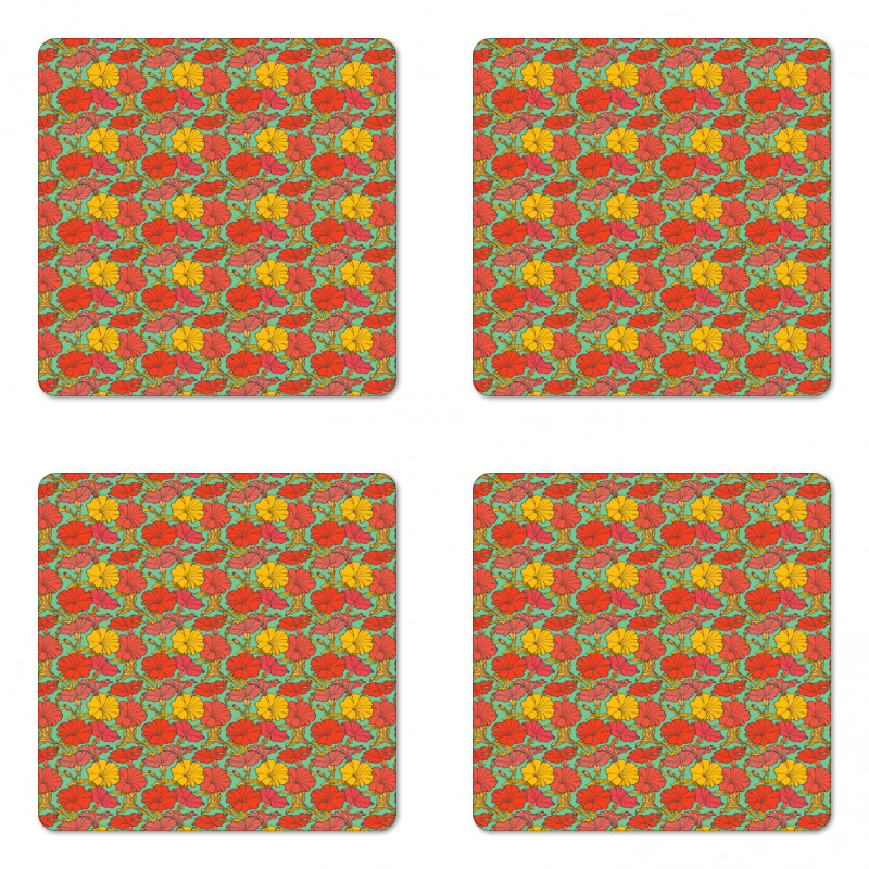 Botany Sketch Flora Coaster Set Of Four