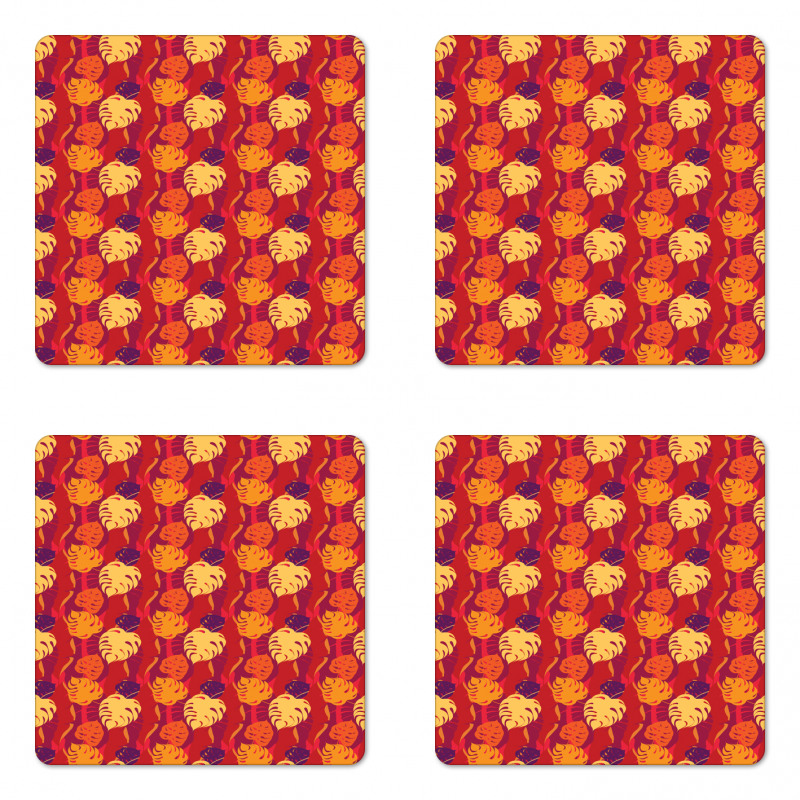 Hawaii Foliage Silhouettes Coaster Set Of Four