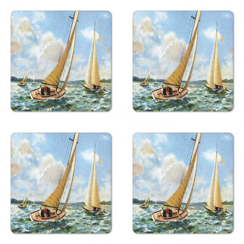 Sailing Wavy Sea Coaster Set Of Four