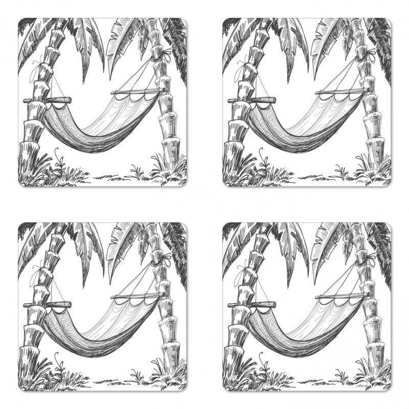 Hammock Palm Trees Coaster Set Of Four