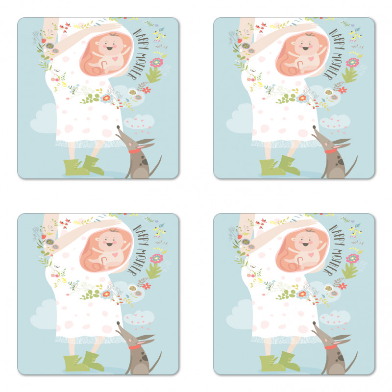 Happy Mother Words Coaster Set Of Four