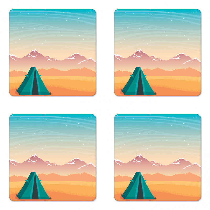 Travel Tent Mountains Coaster Set Of Four