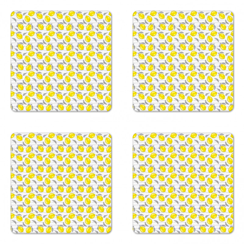 Sketched Lemon Pattern Coaster Set Of Four