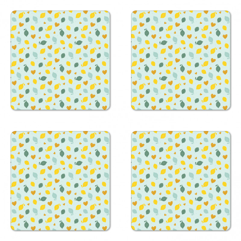 Scribbled Lemon Design Coaster Set Of Four