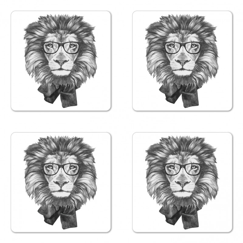 Hipster Animal in Glasses Coaster Set Of Four