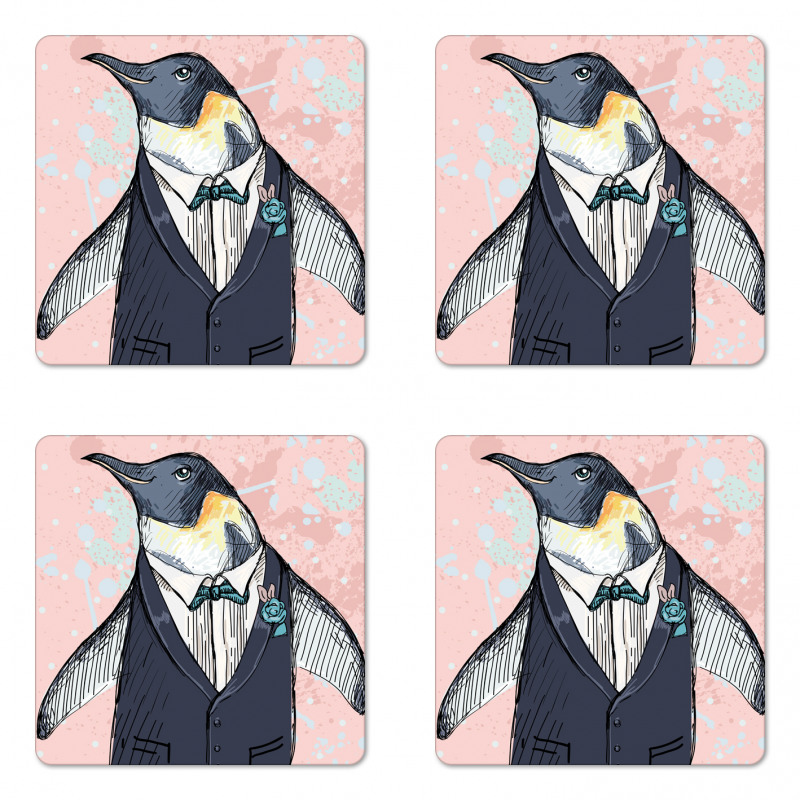 Funny Gentleman Penguin Coaster Set Of Four