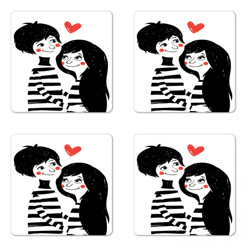 Romantic Young Couple Coaster Set Of Four